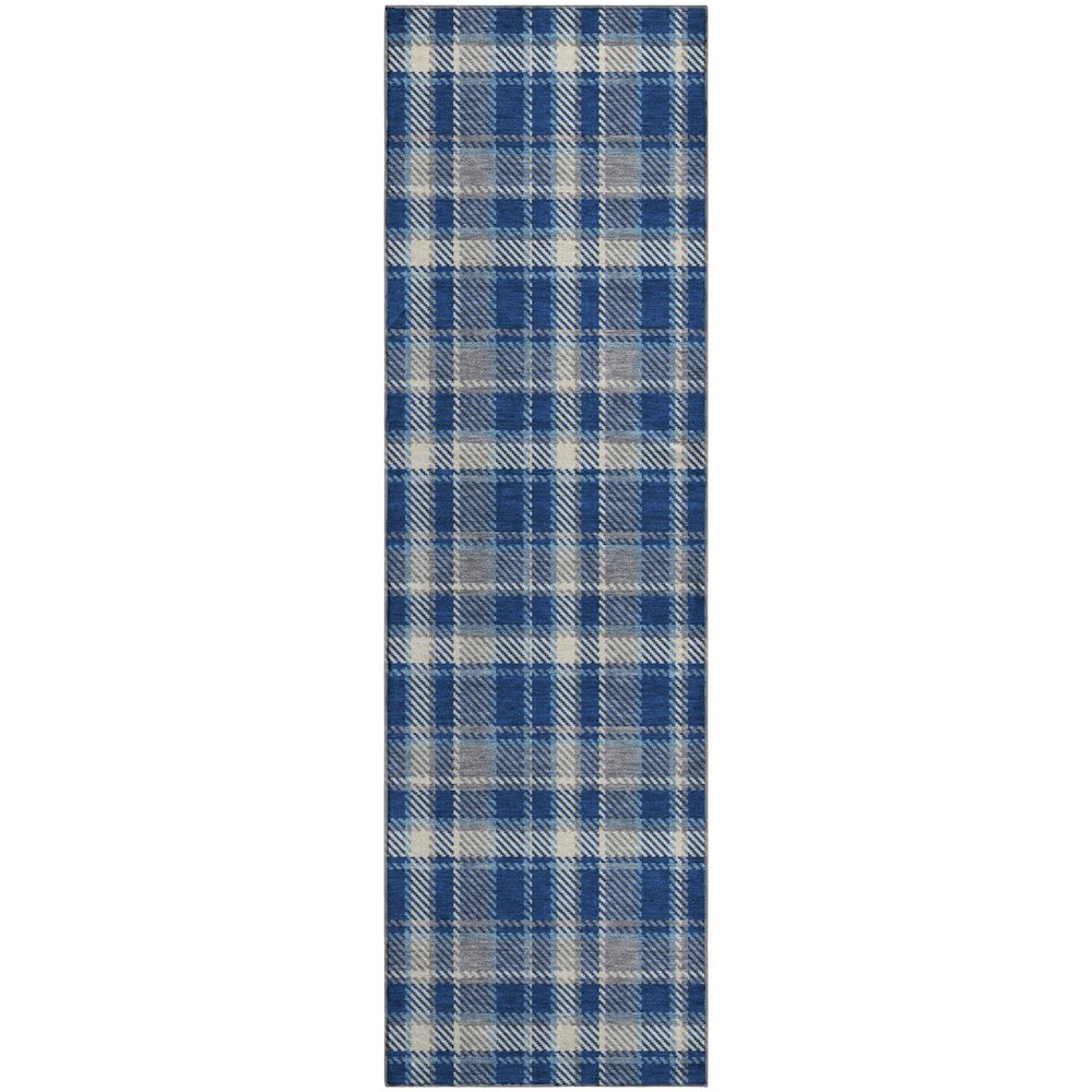Premium Machine Washable Mayfield  Navy 2'3" x 7'6" Runner Rug