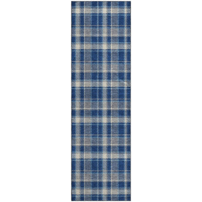 Premium Machine Washable Mayfield  Navy 2'3" x 7'6" Runner Rug