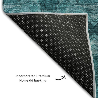 Premium Machine Washable Mayfield  Teal 1'8" x 2'6" Rug