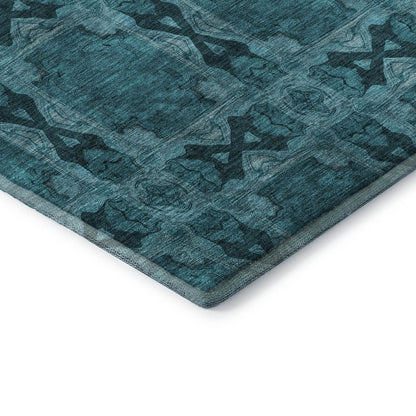 Premium Machine Washable Mayfield  Teal 1'8" x 2'6" Rug