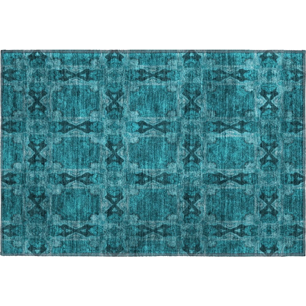 Premium Machine Washable Mayfield  Teal 1'8" x 2'6" Rug