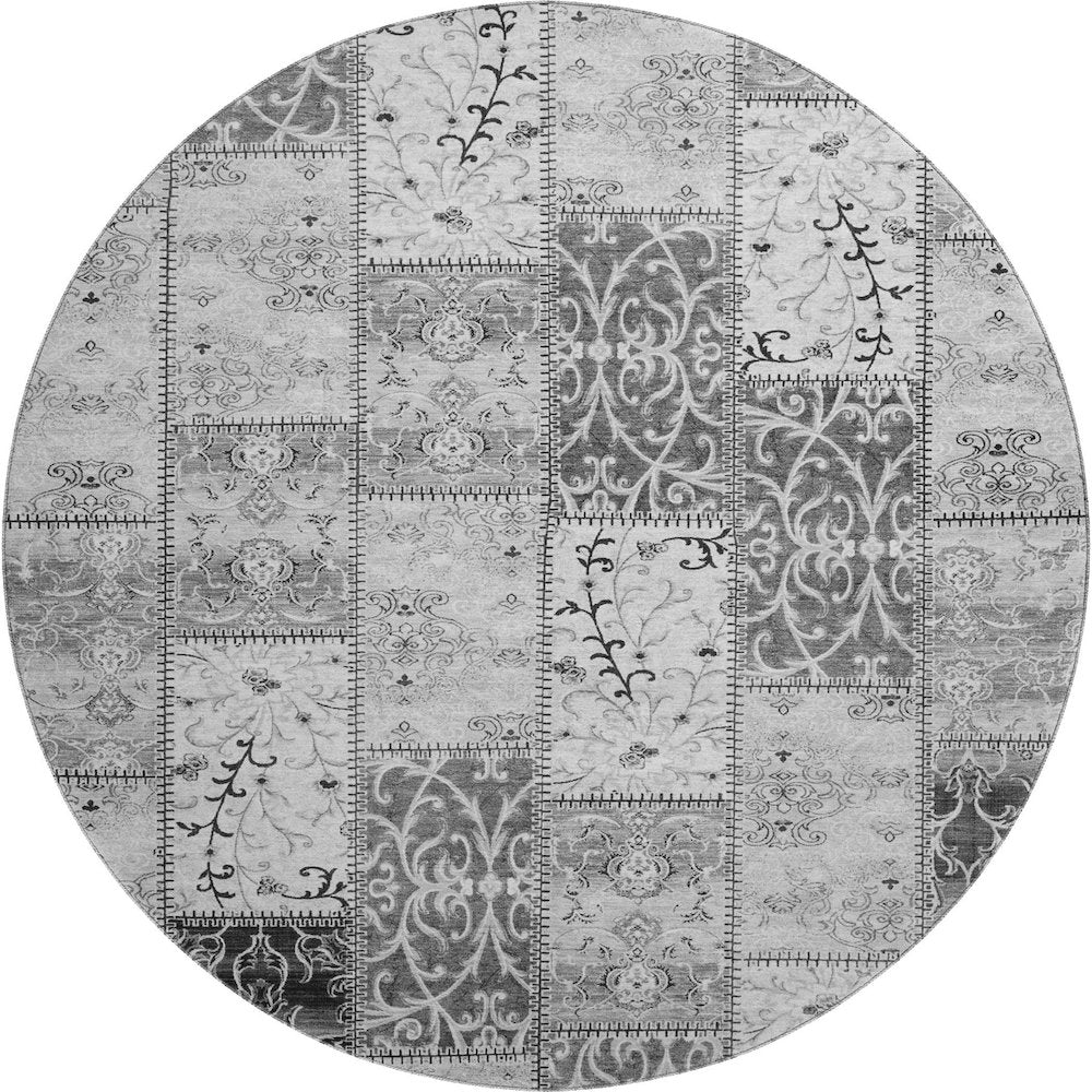 Premium Machine Washable Mayfield  Gray 8' x 8' Round Rug