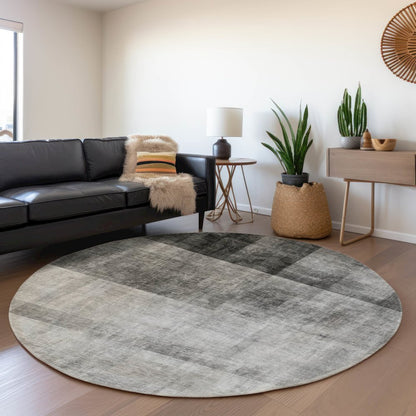 Premium Machine Washable Mayfield  Gray 8' x 8' Round Rug