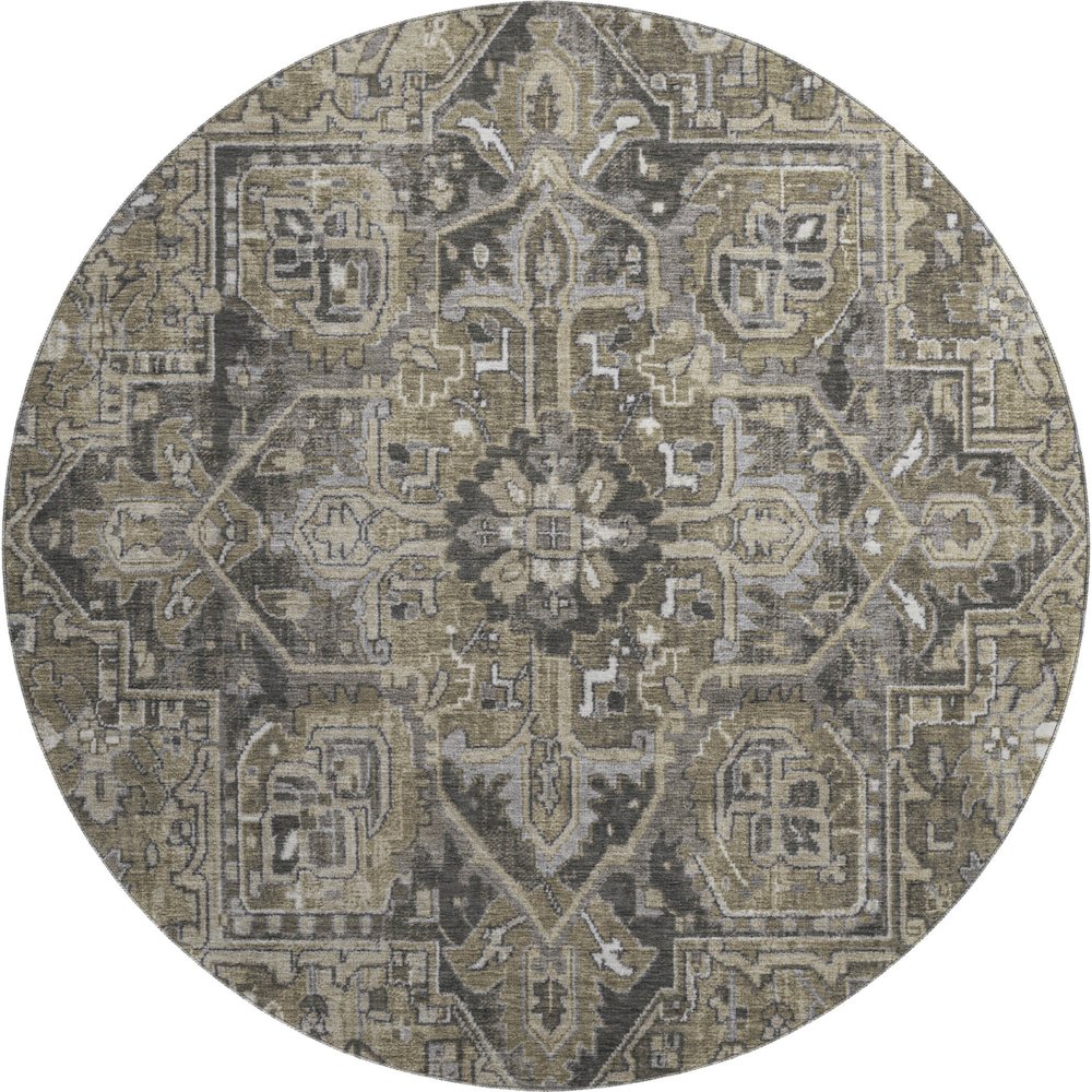 Premium Machine Washable Mayfield  Taupe 8' x 8' Round Rug