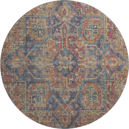 Premium Machine Washable Mayfield  Red 8' x 8' Round Rug