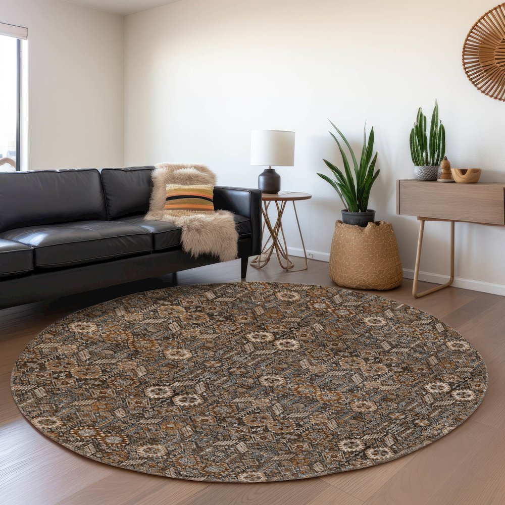 Premium Machine Washable Mayfield  Chocolate 8' x 8' Round Rug