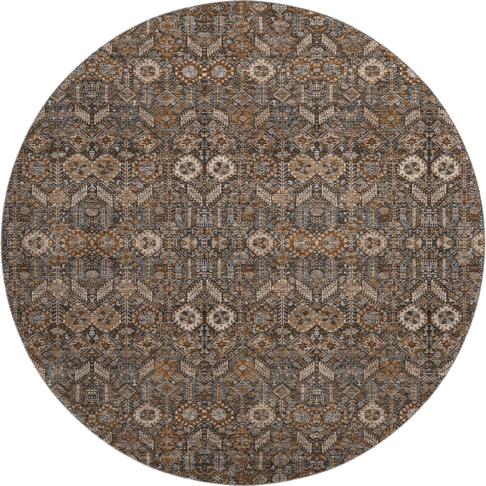 Premium Machine Washable Mayfield  Chocolate 8' x 8' Round Rug