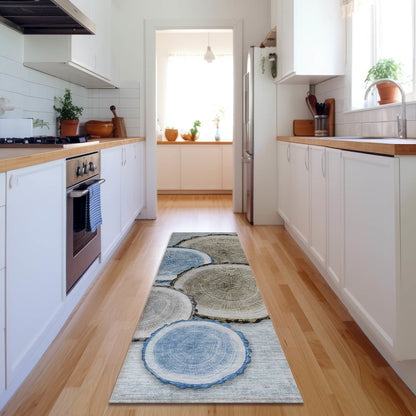Premium Machine Washable Mayfield  Blue 2'3" x 7'6" Runner Rug