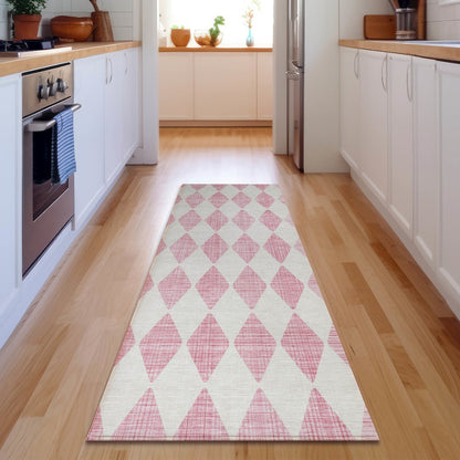 Premium Machine Washable Mayfield  Pink 2'3" x 7'6" Runner Rug