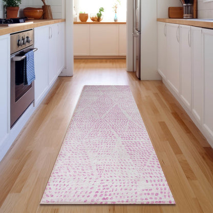 Premium Machine Washable Mayfield  Pink 2'3" x 7'6" Runner Rug