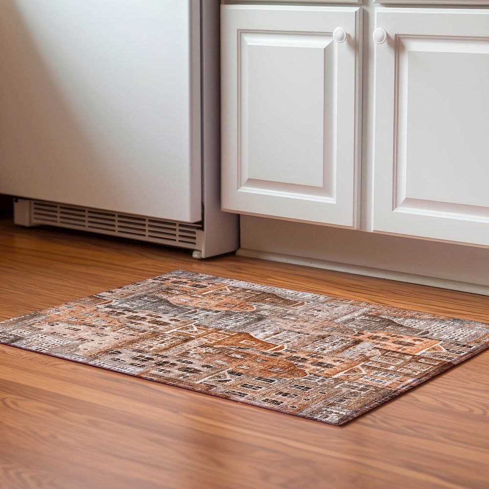Premium Machine Washable Mayfield  Paprika 1'8" x 2'6" Rug
