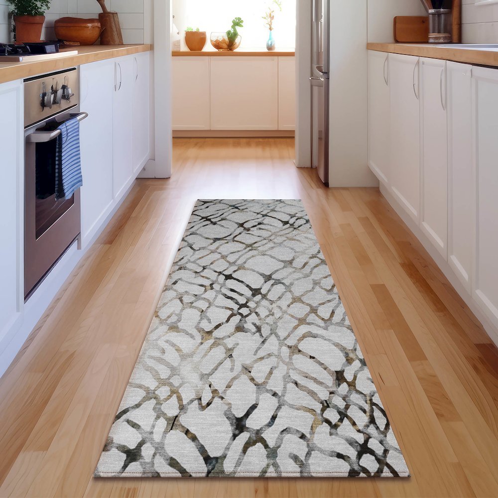 Premium Machine Washable Mayfield  Silver 2'3" x 7'6" Runner Rug