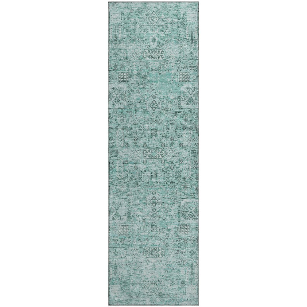 Premium Machine Washable Mayfield  Teal 2'3" x 7'6" Runner Rug
