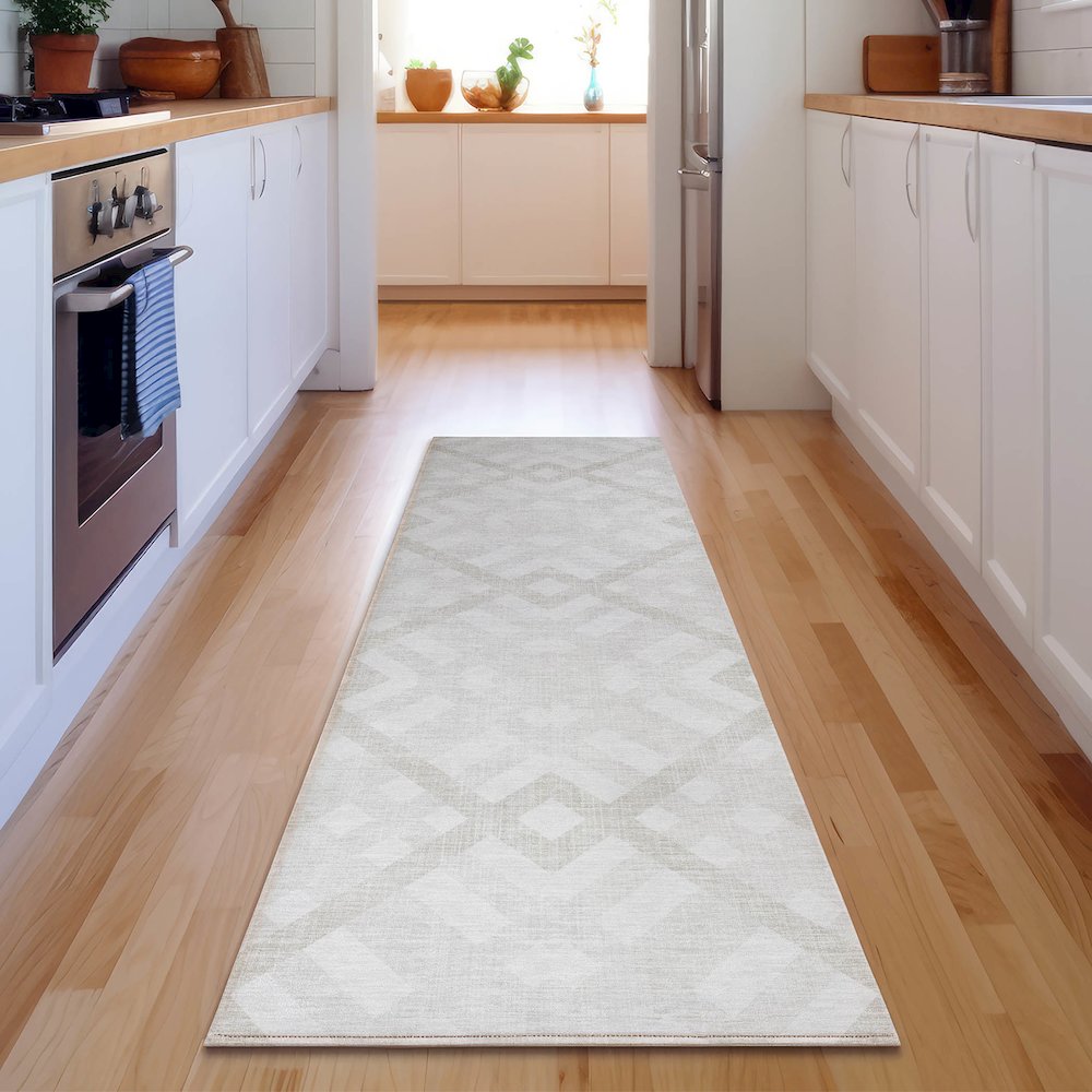 Premium Machine Washable Mayfield  Ivory 2'3" x 7'6" Runner Rug