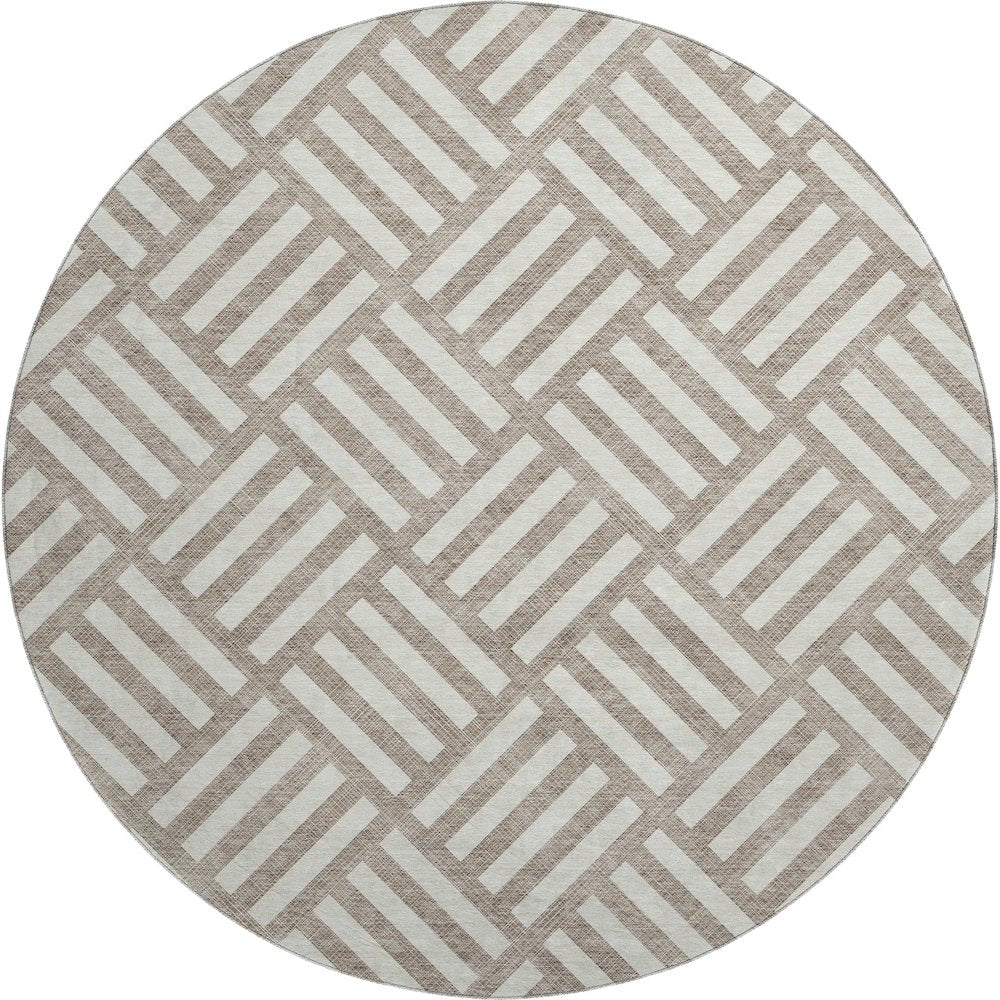 Premium Machine Washable Mayfield  Taupe 8' x 8' Round Rug