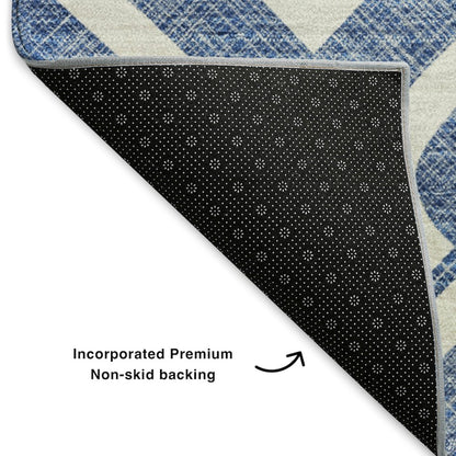 Premium Machine Washable Mayfield  Blue 1'8" x 2'6" Rug
