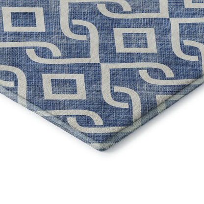 Premium Machine Washable Mayfield  Blue 1'8" x 2'6" Rug