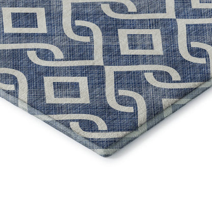 Premium Machine Washable Mayfield  Navy 1'8" x 2'6" Rug