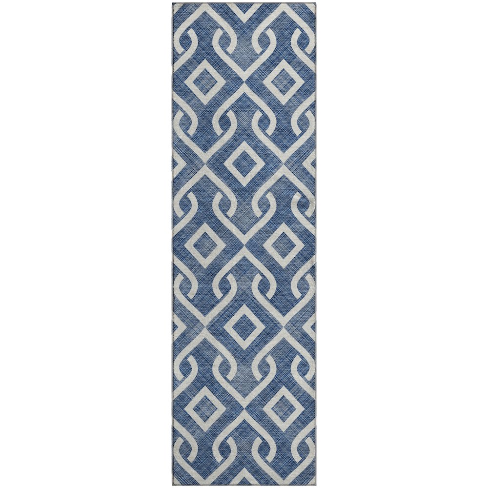 Premium Machine Washable Mayfield  Navy 2'3" x 7'6" Runner Rug