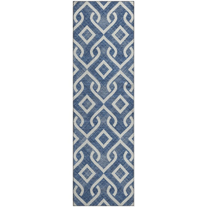 Premium Machine Washable Mayfield  Navy 2'3" x 7'6" Runner Rug