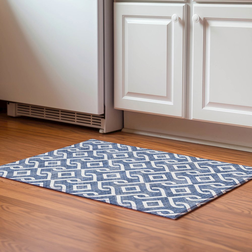 Premium Machine Washable Mayfield  Navy 1'8" x 2'6" Rug