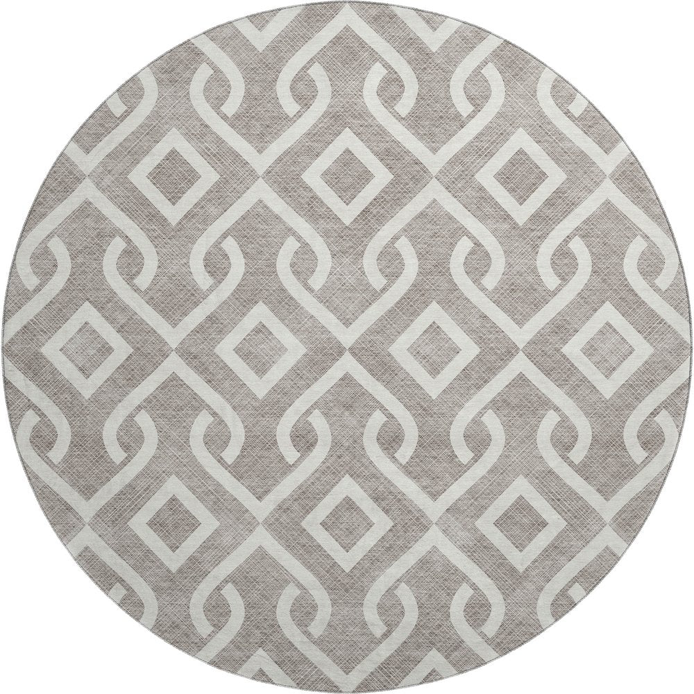 Premium Machine Washable Mayfield  Taupe 8' x 8' Round Rug