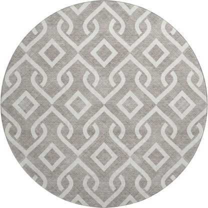 Premium Machine Washable Mayfield  Taupe 8' x 8' Round Rug