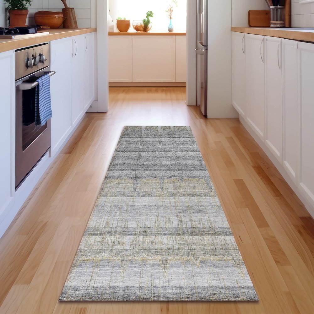 Premium Machine Washable Mayfield  Gray 2'3" x 7'6" Runner Rug