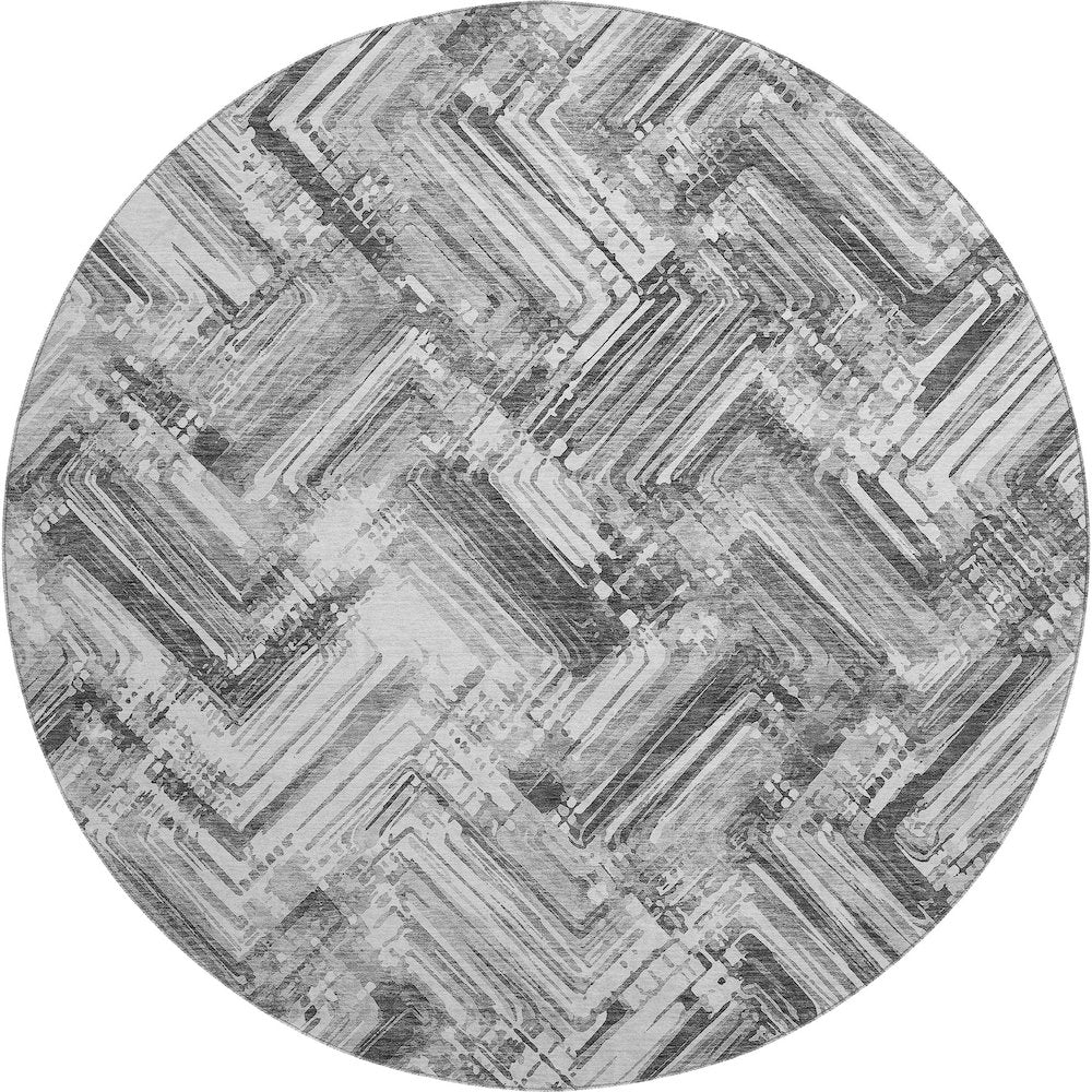 Premium Machine Washable Mayfield  Gray 8' x 8' Round Rug