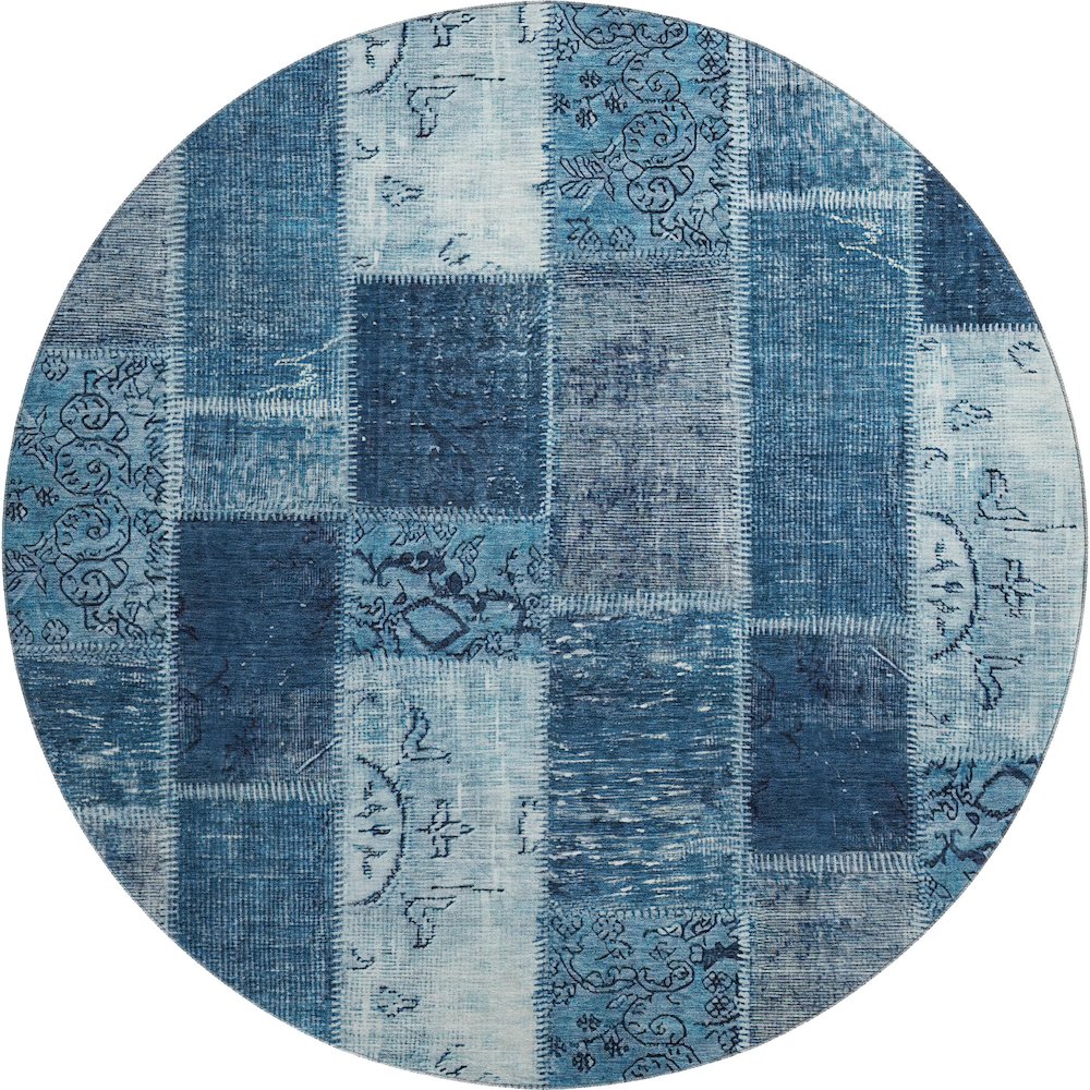 Premium Machine Washable Mayfield  Blue 8' x 8' Round Rug