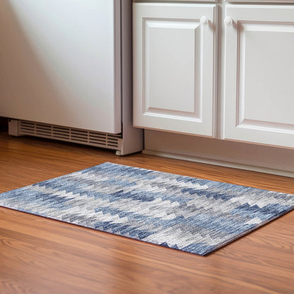 Premium Machine Washable Mayfield  Blue 1'8" x 2'6" Rug