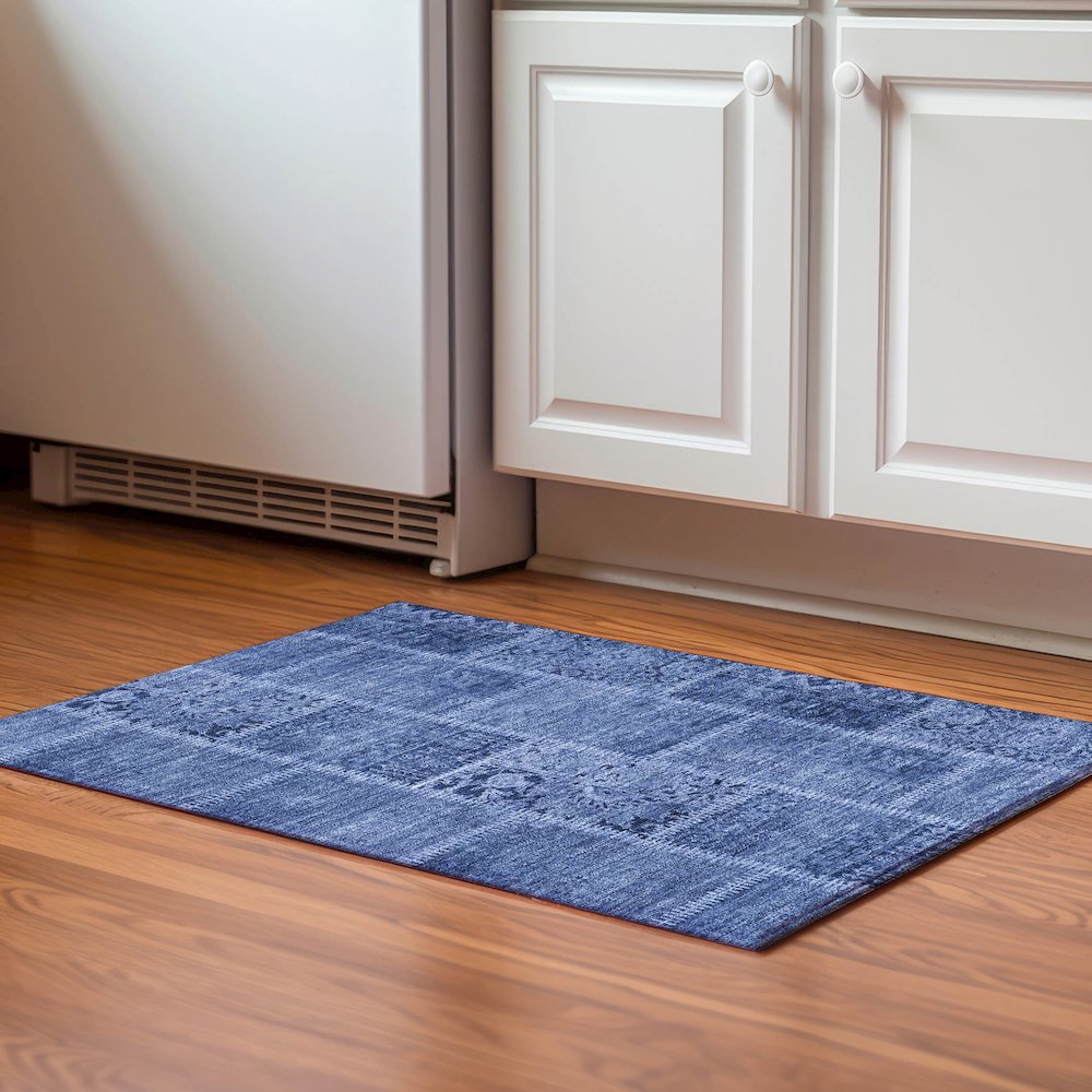 Premium Machine Washable Mayfield  Navy 1'8" x 2'6" Rug