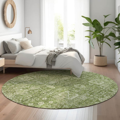 Premium Machine Washable Mayfield  Aloe 8' x 8' Round Rug