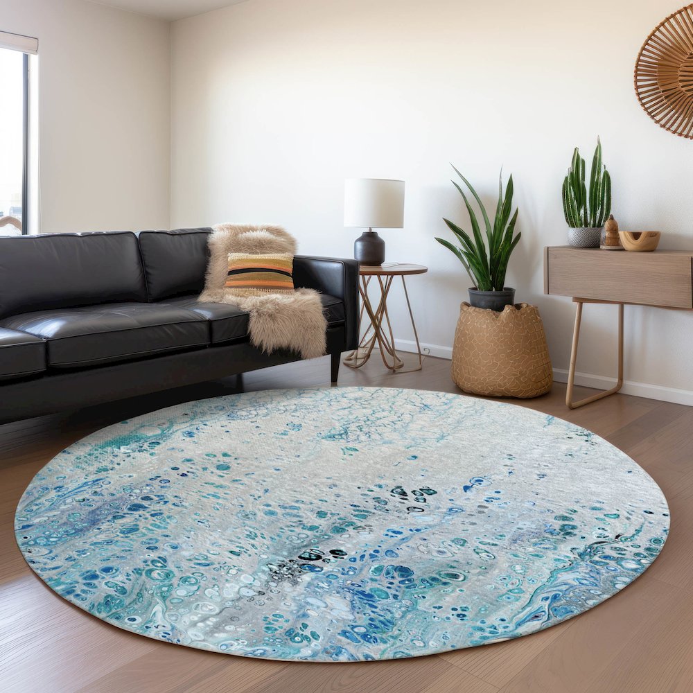 Premium Machine Washable Mayfield  Shoreline 8' x 8' Round Rug