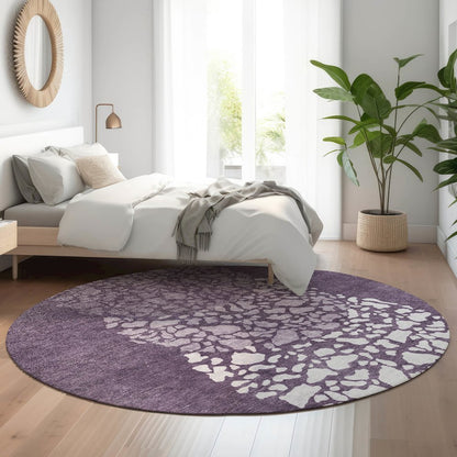Premium Machine Washable Mayfield  Eggplant 8' x 8' Round Rug