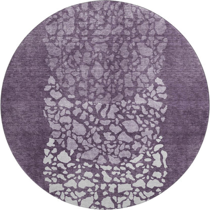 Premium Machine Washable Mayfield  Eggplant 8' x 8' Round Rug