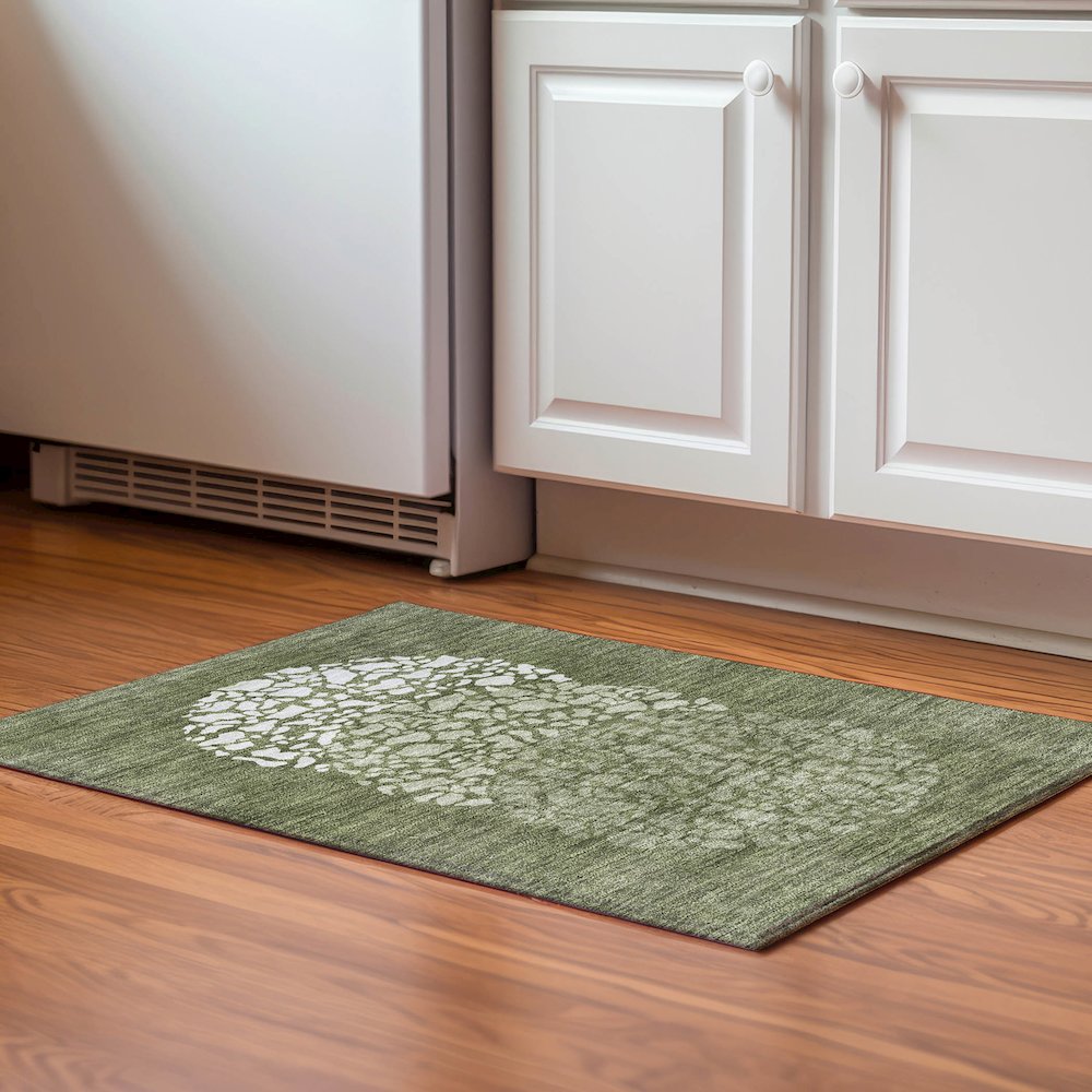 Premium Machine Washable Mayfield  Olive 1'8" x 2'6" Rug