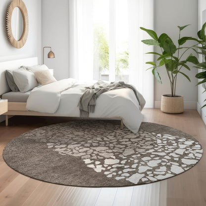 Premium Machine Washable Mayfield  Taupe 8' x 8' Round Rug