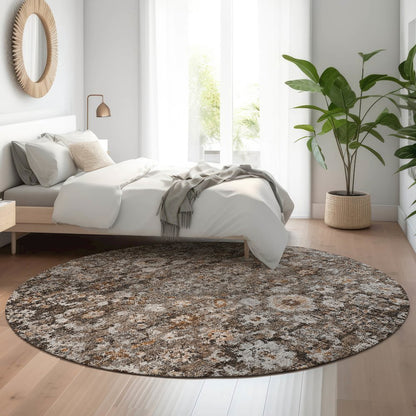 Premium Machine Washable Mayfield  Fudge 8' x 8' Round Rug