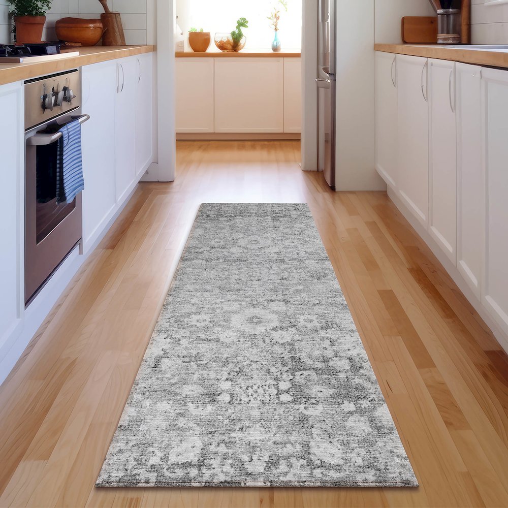 Premium Machine Washable Mayfield  Silver 2'3" x 7'6" Runner Rug