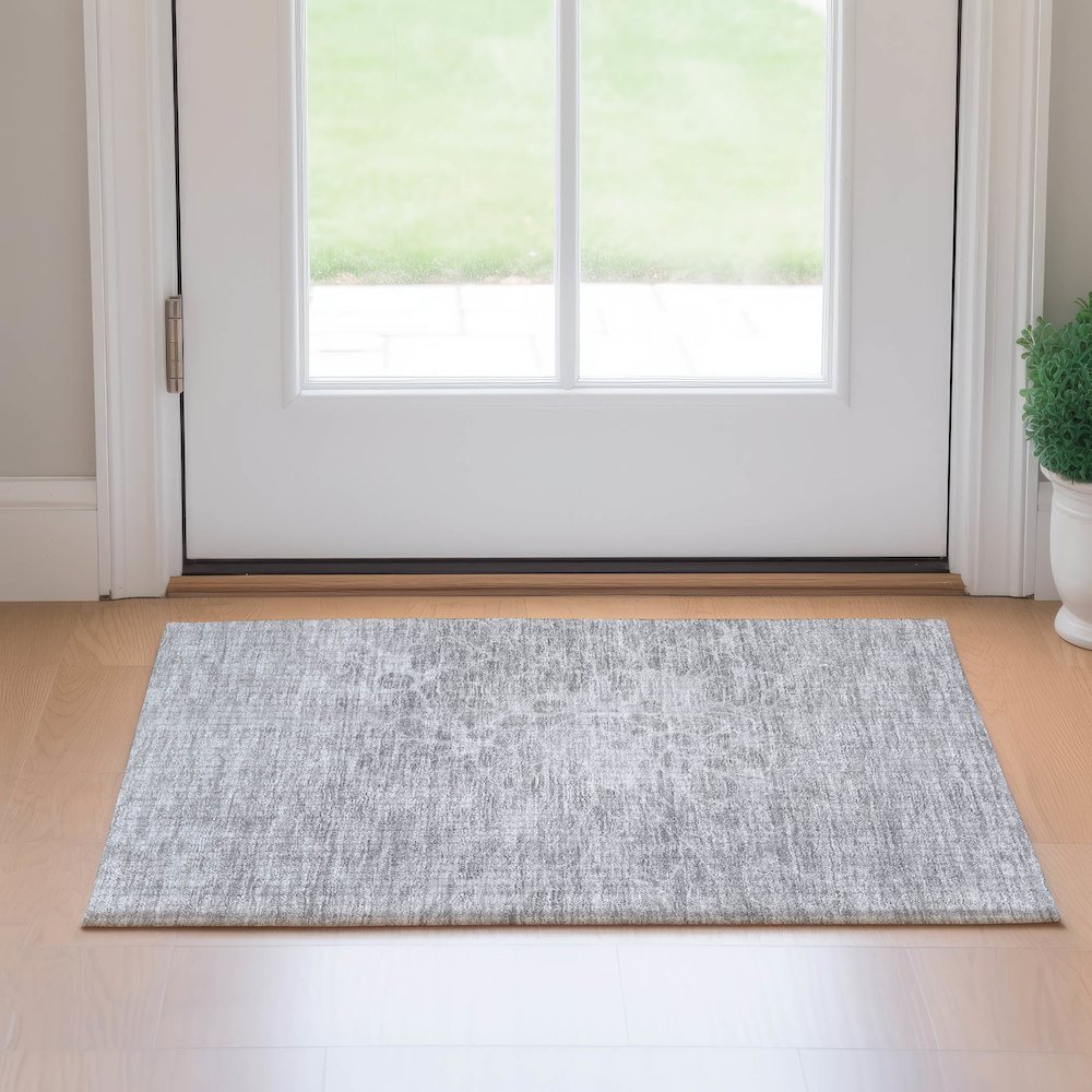 Premium Machine Washable Mayfield AMF653 Silver 1'8" x 2'6" Rug
