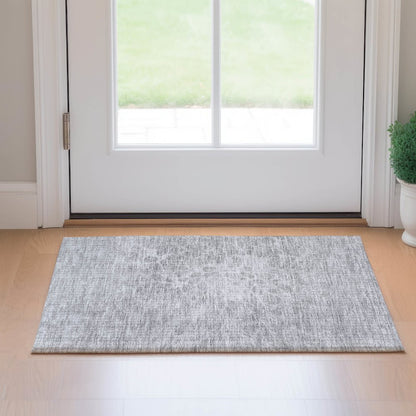 Premium Machine Washable Mayfield AMF653 Silver 1'8" x 2'6" Rug