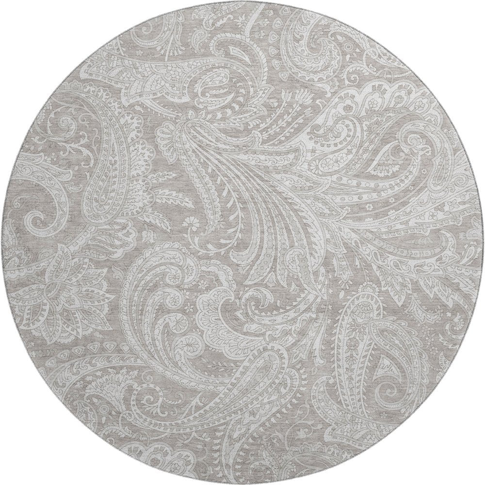 Premium Machine Washable Mayfield AMF654 Taupe 8' x 8' Round Rug