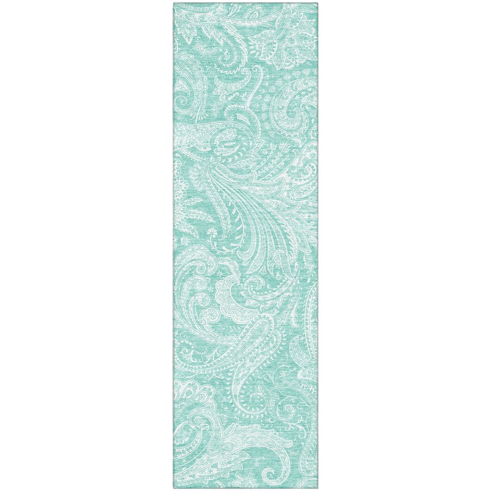 Premium Machine Washable Mayfield AMF654 Teal 2'3" x 7'6" Runner Rug