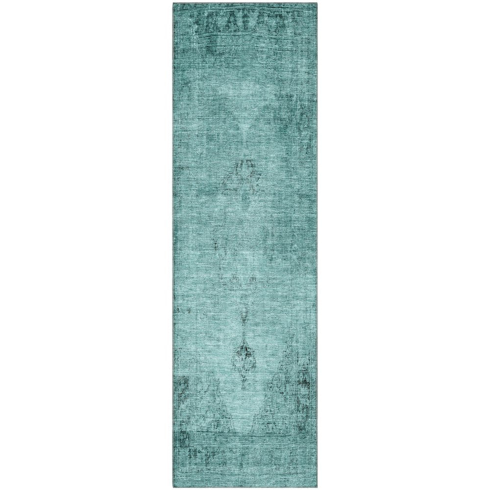 Premium Machine Washable Mayfield AMF658 Teal 2'3" x 7'6" Runner Rug