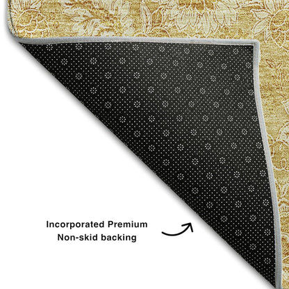 Premium Machine Washable Mayfield AMF661 Gold 1'8" x 2'6" Rug