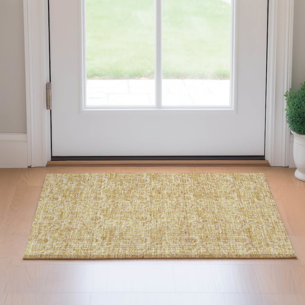 Premium Machine Washable Mayfield AMF661 Gold 1'8" x 2'6" Rug