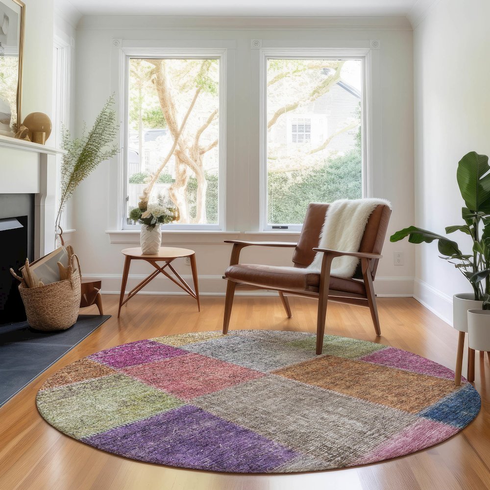 Premium Machine Washable Mayfield AMF663 Copper 8' x 8' Round Rug