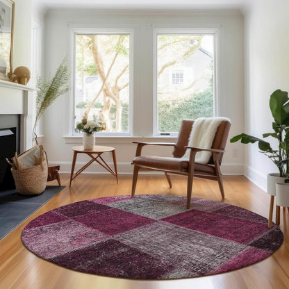 Premium Machine Washable Mayfield AMF663 Merlot 8' x 8' Round Rug