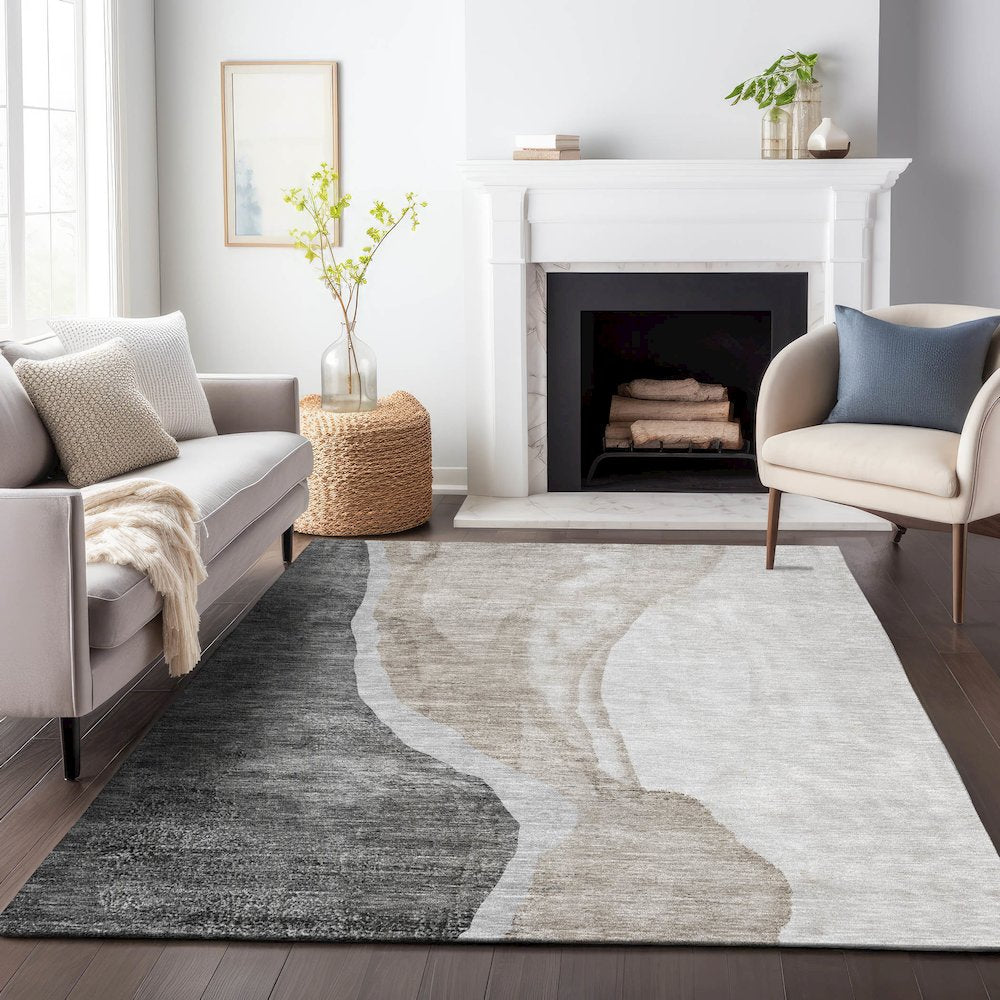Premium Machine Washable Mayfield AMF667 Charcoal 2'6" x 3'10" Rug